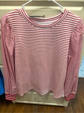 Addison Bay Red and White Striped Boatneck Top